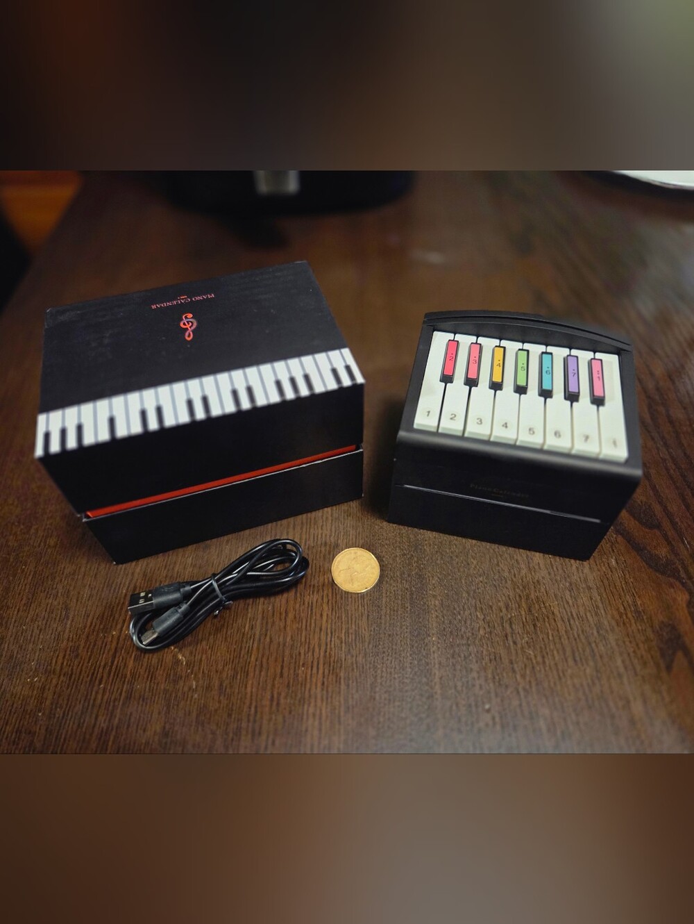 Portable Mini Piano Keyboard Calendar- Black